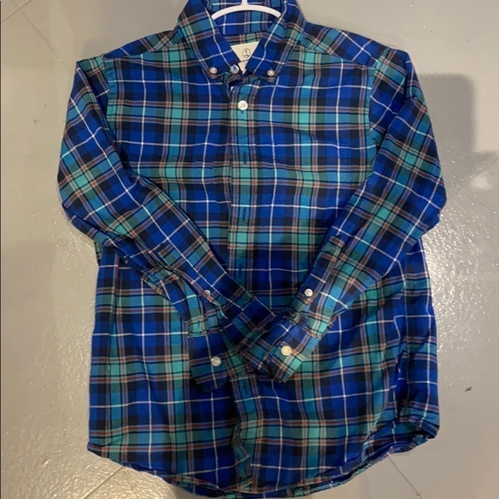 Lands End Kids Boys Button Down Shirt Size S